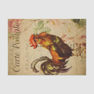Ephemera French Briefkaart Rooster Decoupage Tissuepapier