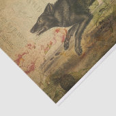 Ephemera French Briefkaart Running Wolf Decoupage Tissuepapier (Detail)