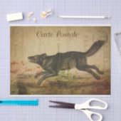 Ephemera French Briefkaart Running Wolf Decoupage Tissuepapier (Craft)