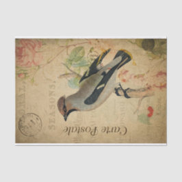 Ephemera French Briefkaart Waxing Bird Decoupage Tissuepapier