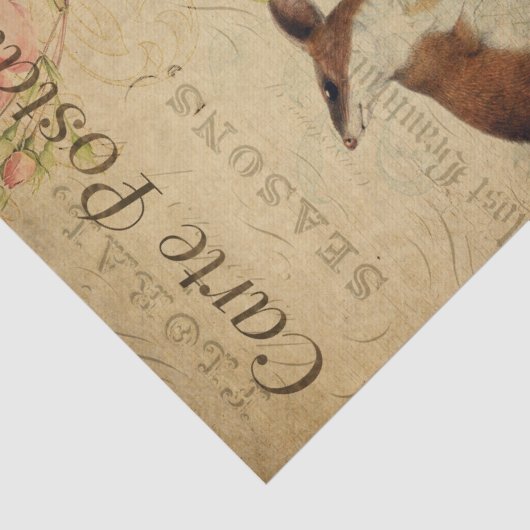 Ephemera French Briefkaart Wood Mouse Decoupage Tissuepapier (Detail)