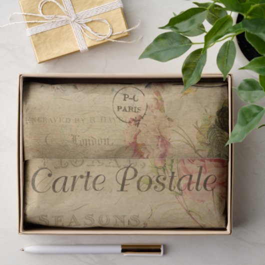 Ephemera French Briefkaart Wood Mouse Decoupage Tissuepapier (Geschenk)