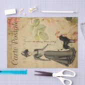Ephemera French Lady en her Poodle Decoupage Tissuepapier (Craft)