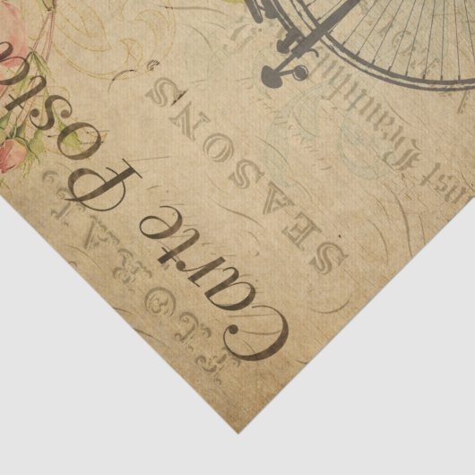 Ephemera French Penny Farthing Bicycle Decoupage Tissuepapier (Detail)