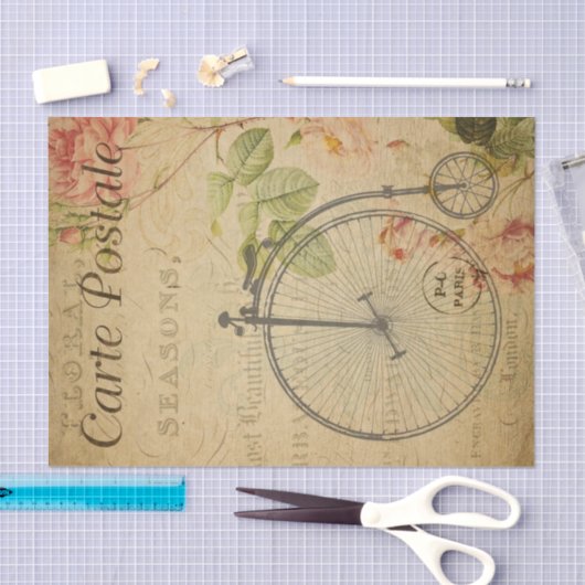 Ephemera French Penny Farthing Bicycle Decoupage Tissuepapier (Craft)