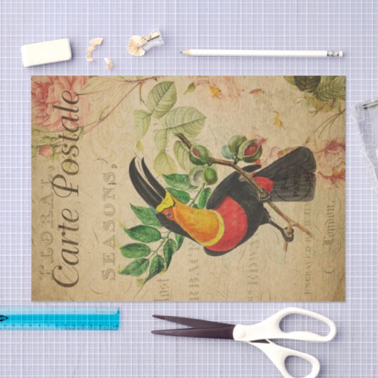 Ephemera French Tropical Toucan Bird Decoupage Tissuepapier (Craft)