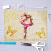 Ephemera French Woman Dancer Floral Decoupage Tissuepapier (Craft)