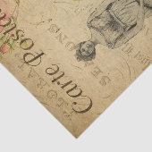 Ephemera French Woman roze Roses Floral Decoupage Tissuepapier (Detail)