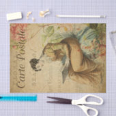 Ephemera French Woman schrijft op Pad Decoupage Tissuepapier (Craft)