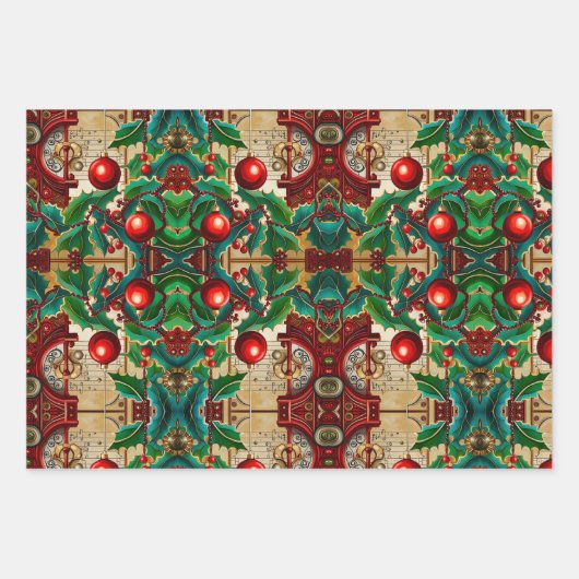 Ephemera-geïnspireerd kerst inpakpapier (Voorkant)