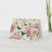 Ephemera geïnspireerde bloemen en vlinders Kaart (Voorkant)