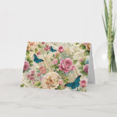 Ephemera geïnspireerde bloemen en vlinders Kaart (Achterkant)