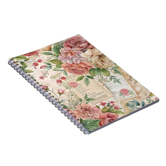 Ephemera  geïnspireerde  roze bloemen notitieboek (Rechterzijde)