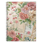 Ephemera  geïnspireerde  roze bloemen notitieboek (Voorkant)