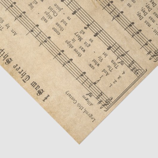 Ephemera " Ik zag drie schepen kerstkarol Tissuepapier (Detail)