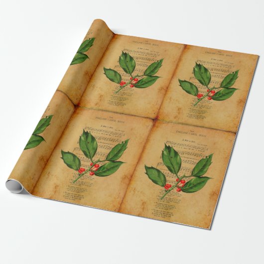  Ephemera-kerstlied A Babe wordt geboren Cadeaupapier (Uitgerold)