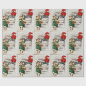 Ephemera Kerstmis en Cute Girl Floral Cadeaupapier (Vlak)