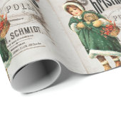 Ephemera Kerstmis en Cute Girl Floral Cadeaupapier (Rol Hoek)