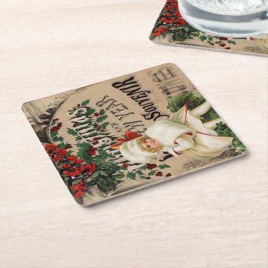  Ephemera Kerstmis Nieuwjaar Souvenir Kartonnen Onderzetters (Schuin)