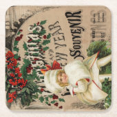  Ephemera Kerstmis Nieuwjaar Souvenir Kartonnen Onderzetters (Voorkant)