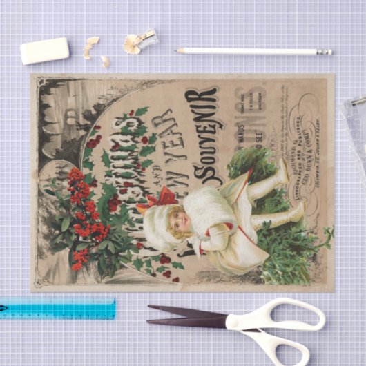 Ephemera Kerstmis Nieuwjaar Souvenir Ontkoppeling Tissuepapier (Craft)