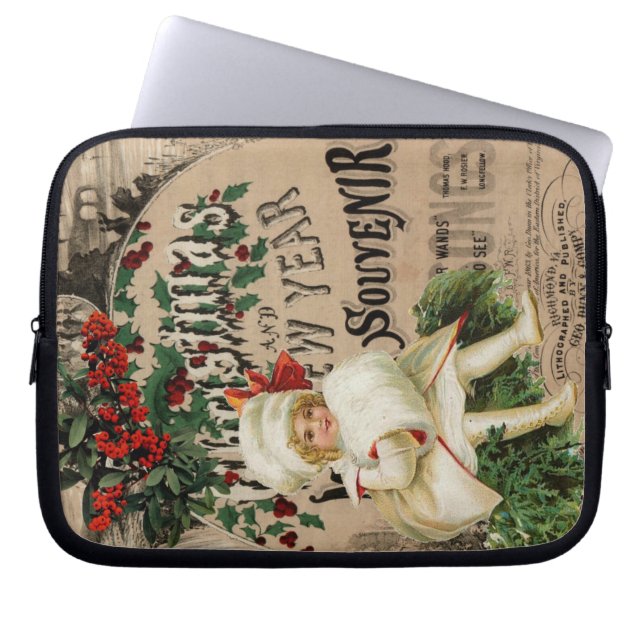 Ephemera Kerstmis Nieuwjaar Souvenir Poster Laptop Sleeve (Voorkant)