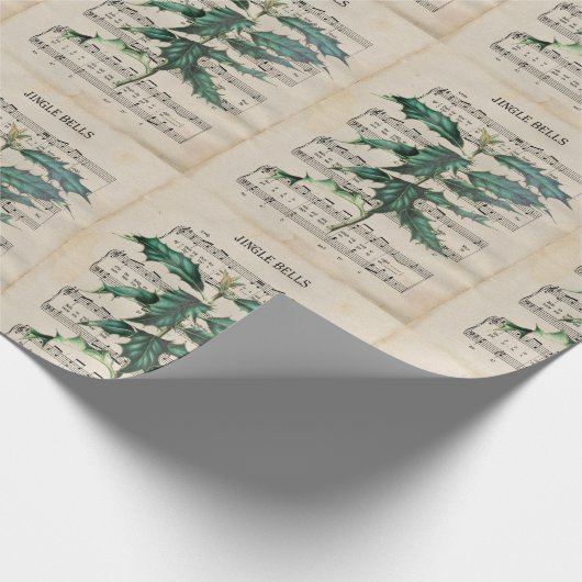  Ephemera Kerstmis Song Jingle Bell Green Cadeaupapier (Hoek)