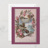  Ephemera Kerstvogellandschap Bloemen Feestdagenkaart (Voorkant / Achterkant)
