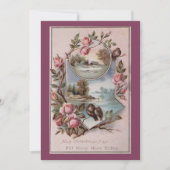 Ephemera Kerstvogellandschap Bloemen Feestdagenkaart (Voorkant)