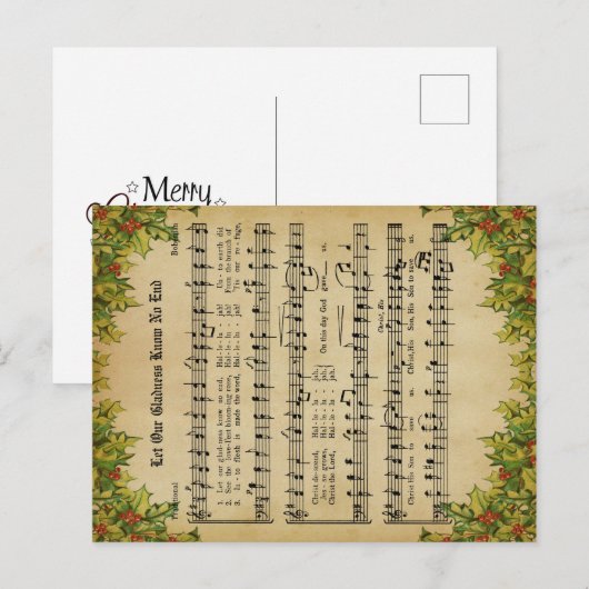 Ephemera laat onze gladness kennen zonder Carol sc Feestdagenkaart (Voorkant / Achterkant)