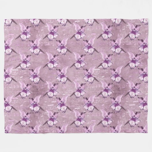 Ephemera Lavendar Paper Series Design 10 Fleece Deken (Voorkant (Horizontaal))
