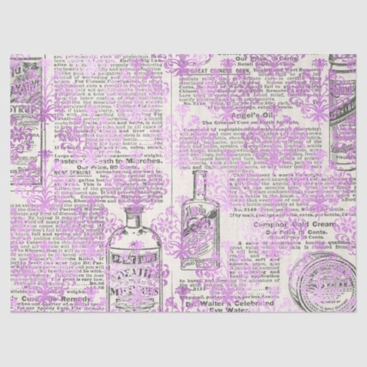 Ephemera Lavendar Papierserie Design 12 Tissuepapier (Voorkant)