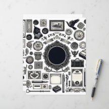  Ephemera Line Art Cut en Collage Papier