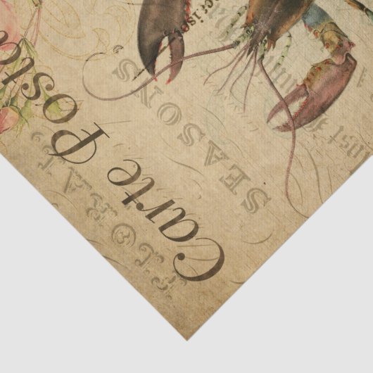 Ephemera Lobster Schilderroze rozen ontkoppeling Tissuepapier (Detail)
