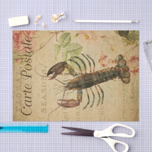 Ephemera Lobster Schilderroze rozen ontkoppeling Tissuepapier (Craft)