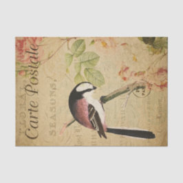 Ephemera Long-Tailed Tit Bird Roses Decoupage Tissuepapier