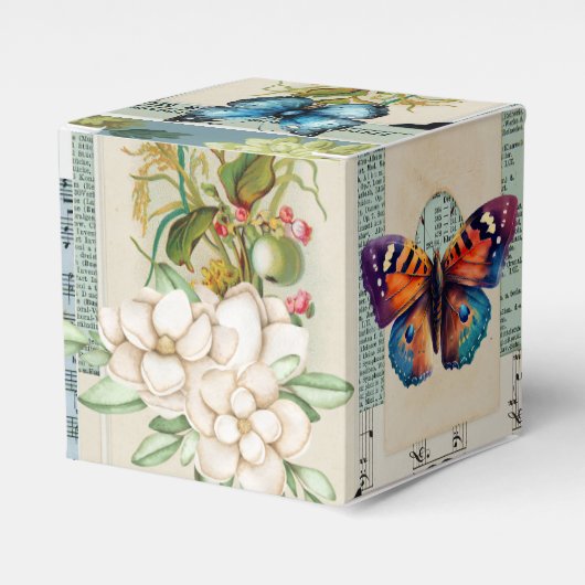 Ephemera met bloemenontwerp Bedankdoosjes (Voorkant Zijde)