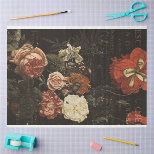  Ephemera ontkoppeling Antiek Floral Tissuepapier (Craft)