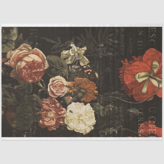  Ephemera ontkoppeling Antiek Floral Tissuepapier (Voorkant)