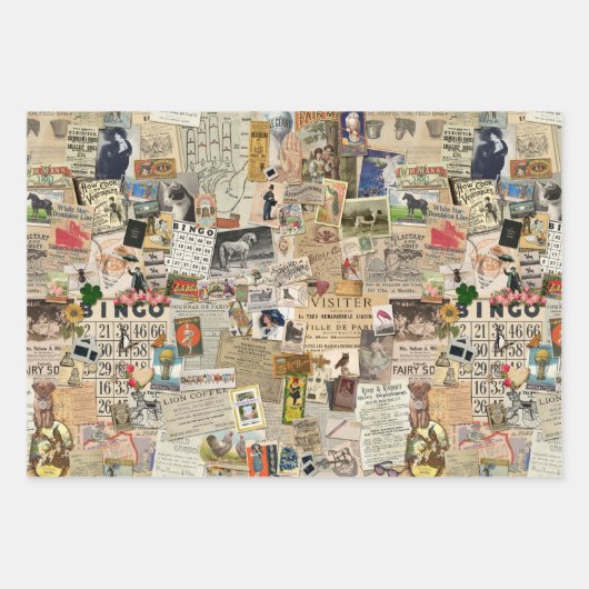 Ephemera  ontkoppelpapier of Collage papier Inpakpapier Vel (Voorkant)