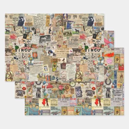 Ephemera  ontkoppelpapier of Collage papier Inpakpapier Vel (Set)