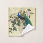 Ephemera Peacock Hibiscus Elegant gele Vintage Bad Handdoek (Wasdoekje)