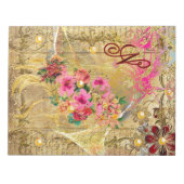 Ephemera Pink Floral Gold Pearls Monogram Notitieblok (Voorkant)
