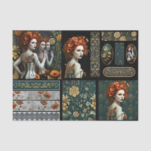 Ephemera Poetic Gothic Motifs Tissuepapier (Voorkant)