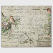 Ephemera Red Bird Decoupage 60lb papier (Vlak)