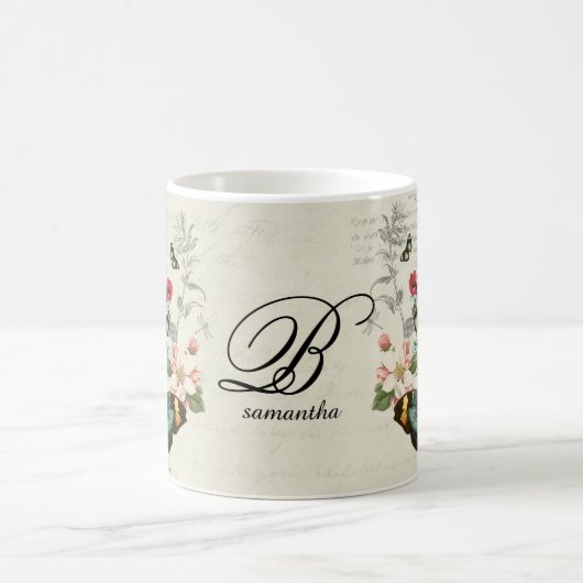 Ephemera Romantic  Butterflies Monogram Koffiemok (Center)