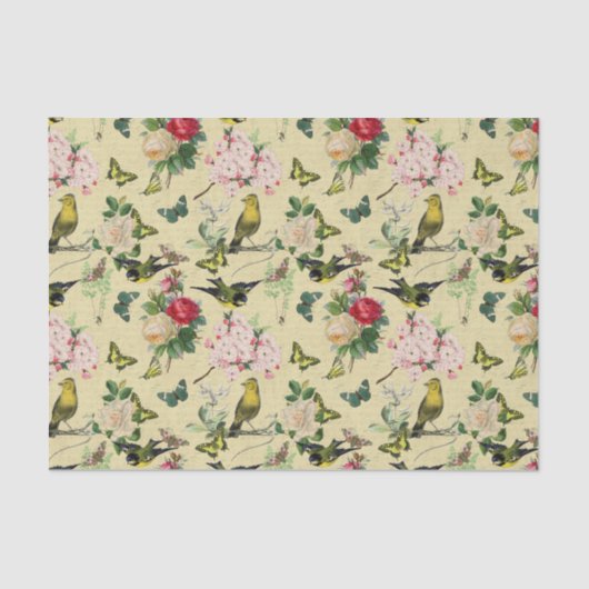  Ephemera-Rozen Butterflies en vogelpatroon Tissuepapier (Voorkant)