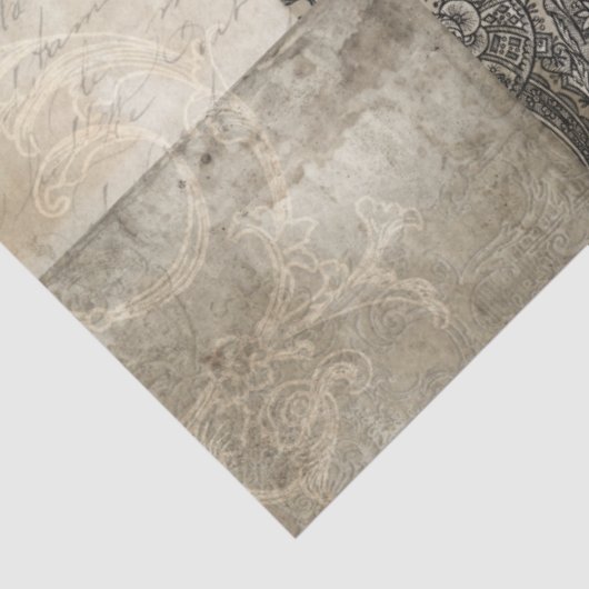 Ephemera Script Floral Black Tan-ontkoppeling Tissuepapier (Detail)