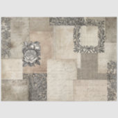 Ephemera Script Floral Black Tan-ontkoppeling Tissuepapier (Voorkant)