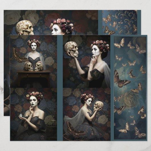 Ephemera Sheet Gothic Rose Queen  (Voorkant / Achterkant)